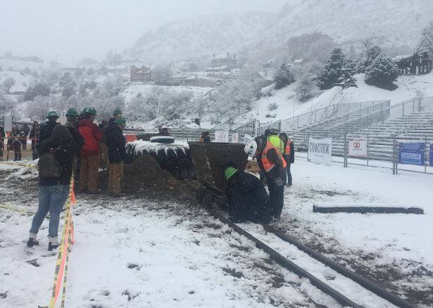 team dealing with snow on the ground