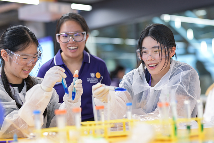 WE Student Leader Eva Seet and students during a Nanomedicine workshop