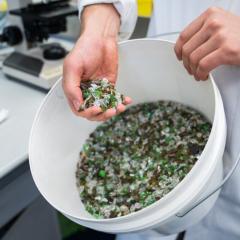 bucket of crushed glass
