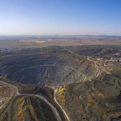 aerial photo of an open cut mine