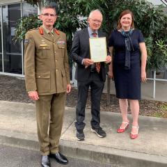 Professor Richard Morgan, Defence Force Chief General Angus Campbell and Chief Defence Scientist Professor Tanya Monro