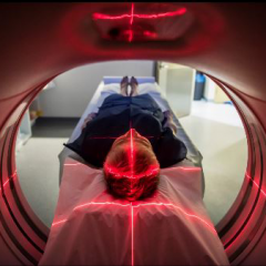 person in MRI machine