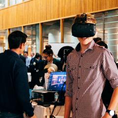 student using VR technology