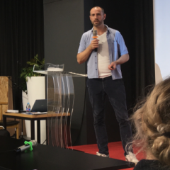 Michael Mersiades pitching his innovative idea in Shanghai