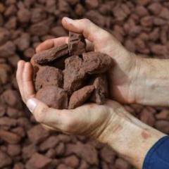hands holding iron ore sample