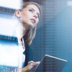 woman with tablet