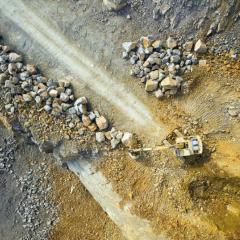aerial view of open cut mine