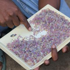Tray of small sapphires