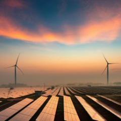 image of solar panels and solar wind mill