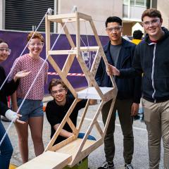 team of students working on project