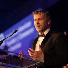 Tiny CEO Andrew Roberts accepts  the 2019 Innovation Awards at the Australian American Chamber of Commerce Australia Day Gala and Innovation Awards.   