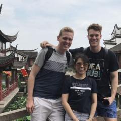 Lachlan Jensen, Chloe Chai and Michael Forsyth in Shanghai. Image: Nimrod Klayman