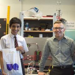 St Peters' Student Vinesh Nangia with UQ's Steve Forster